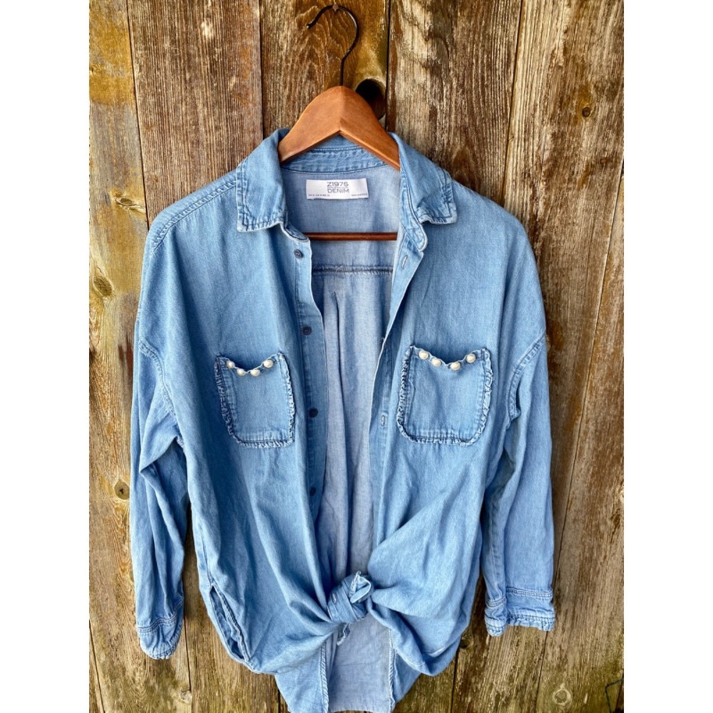 ZARA denim button down dress with pockets